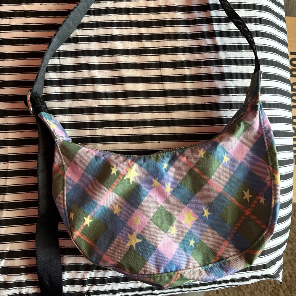 Baggu Star Plaid Small Crescent Crossbody Bag